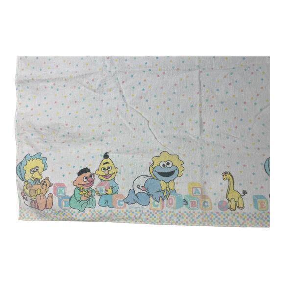 2 Vintage Sesame Street Cotton Flannel Baby Receiving Blankets Big Bird Riegel - Picture 6 of 7